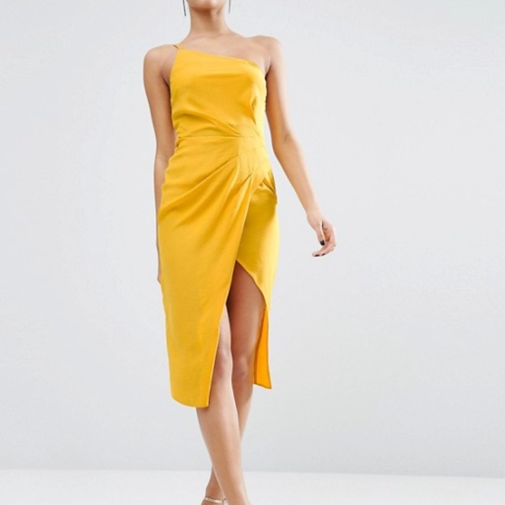 ASOS One Shoulder Drape Midi Dress size 2